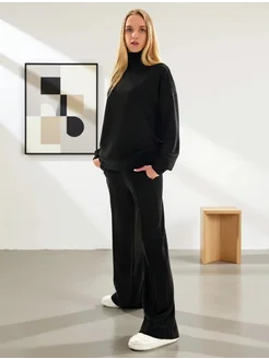 Костюм спортивный трикотажный оверсайз с брюками палаццо